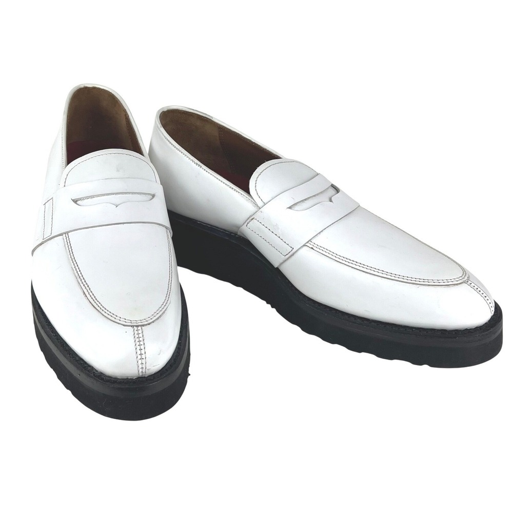 GRENSON White Patent Leather Penny Loafers Chunky Sole Shoes Women narrow - Picture 2 of 9